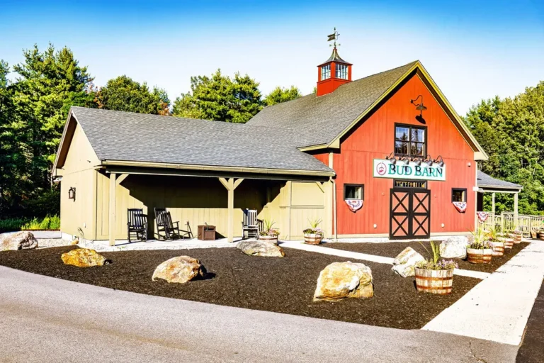 The red barn storefront of Bud Barn at 682 Spring Street, Winchendon, MA