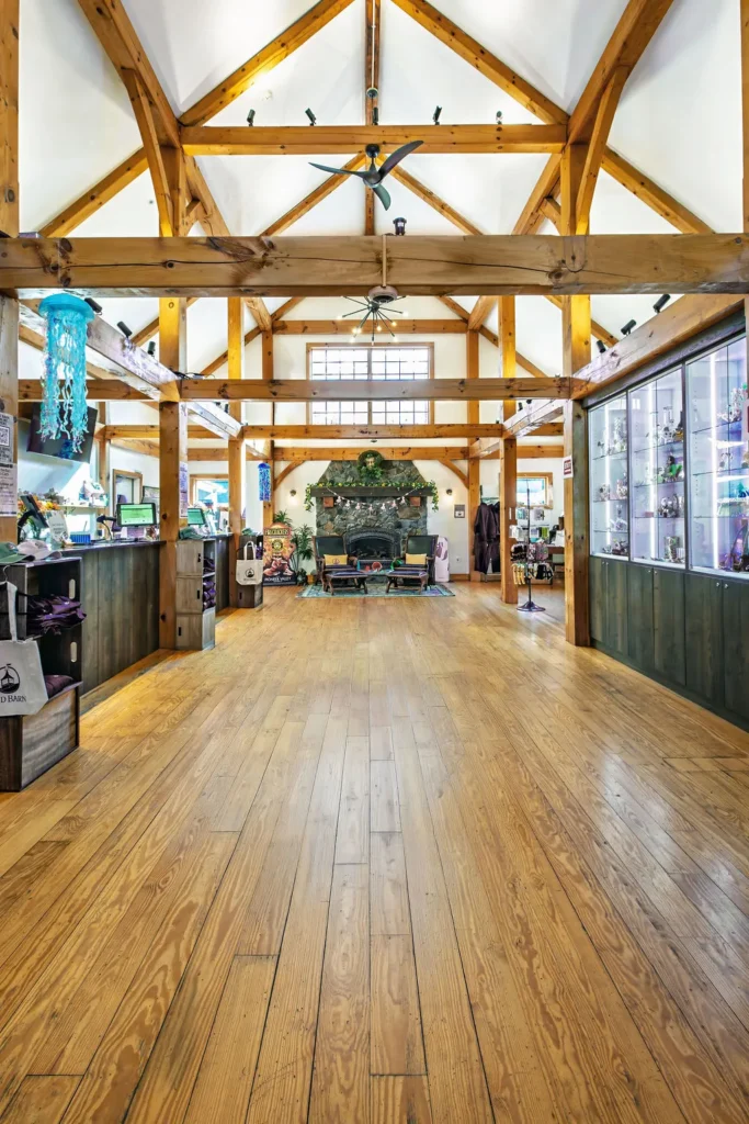 Bud Barn sales floor with the checkout counter and glass display cases